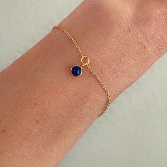 14k Gold Sodalite Dainty Bracelet - Picture 9 of 13